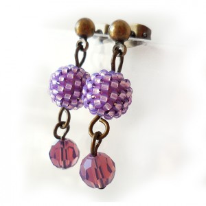 Pendientes Abalorios Lila y Violeta con Cristales de Swarovski (2)