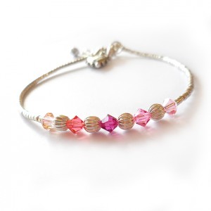 Pulsera Cristalitos Swarovski Romance y bolitas plateadas