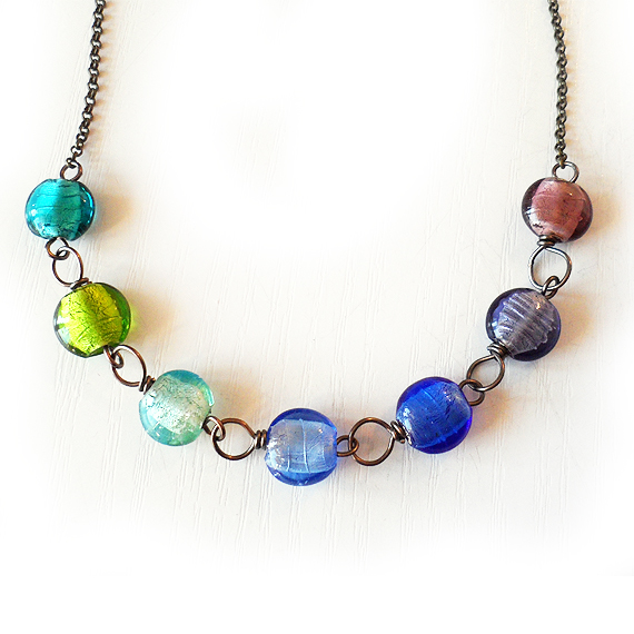 collar cuentas cristal murano