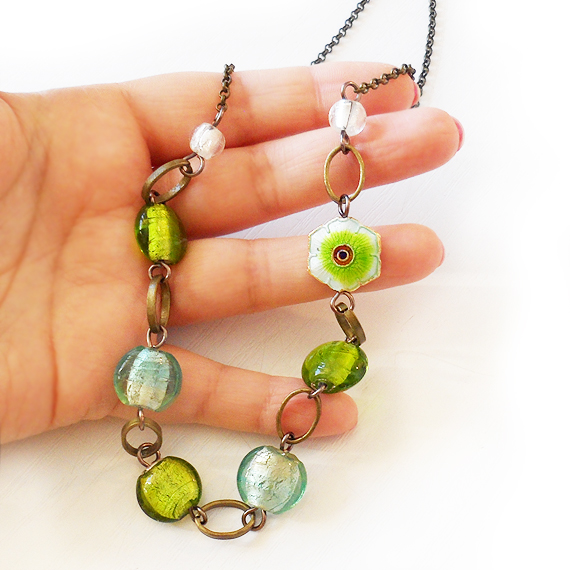 collar cuentas murano verde