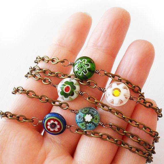 pulseras cristales milfiori