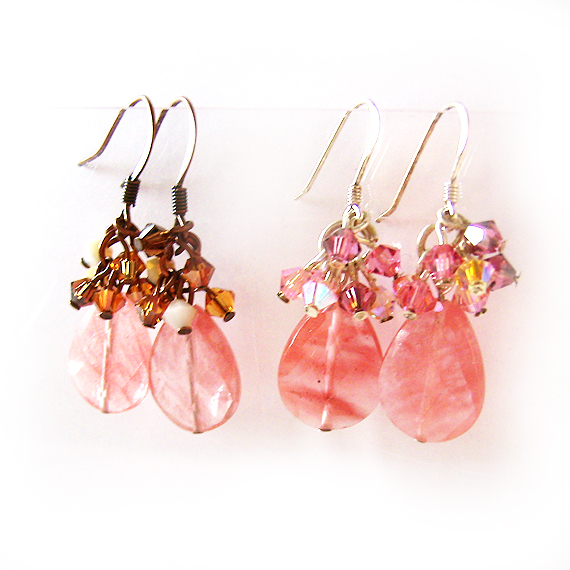 pendientes cuarzo y swarovski
