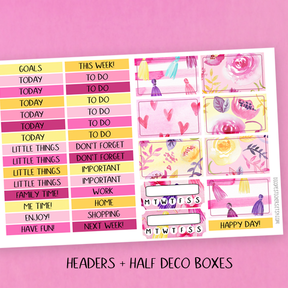 Be Lovely Watercolor Flowers and Tassels Stickers Kit of 3 - Image 2