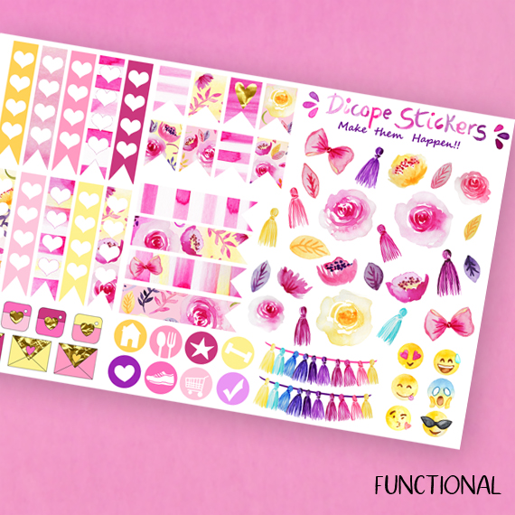 Be Lovely Watercolor Flowers and Tassels Stickers Kit of 3 - Image 4