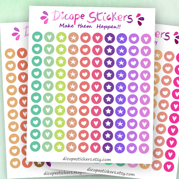 Tiny Dots Stickers with Hearts and Stars