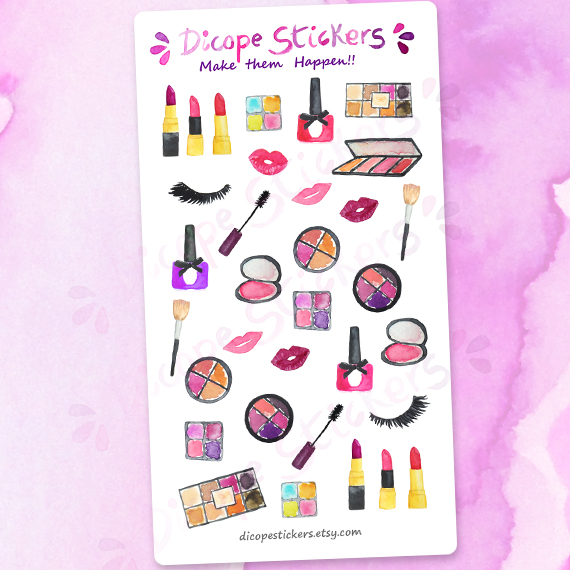 Watercolor Makeup Lovers Planner Stickers