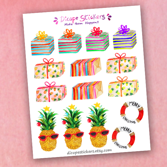 Aussie Christmas Presents and Pineapple Planner Stickers