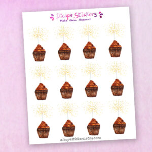 Chocolate Cupcake Planner Stickers