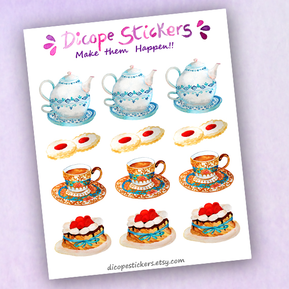 Classic Tea Time Planner Stickers