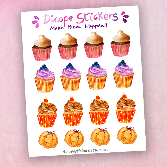 Fall Cupcake Planner Stickers