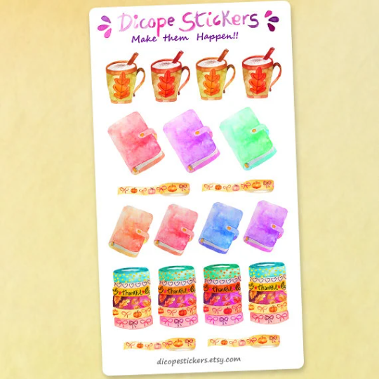 Watercolor Planner Binder Stickers