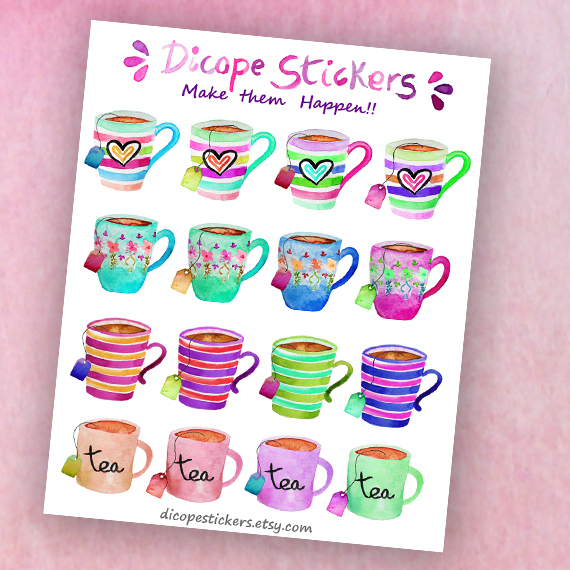 Tea Mugs Planner Stickers - Image 2