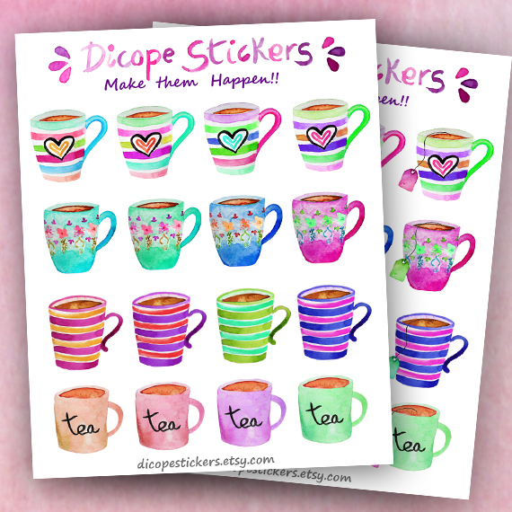 Tea Mugs Planner Stickers