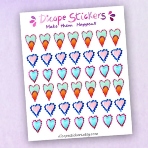 Watercolor Hearts Planner Stickers