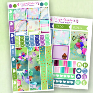 Birthday Unicorns Hobo Weeks Planner Stickers