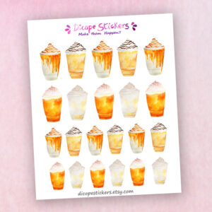 Caramel Pumpkin Frappe Drinks Planner Stickers