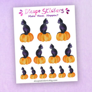 Cat on Pumpkin Decorative Stickers