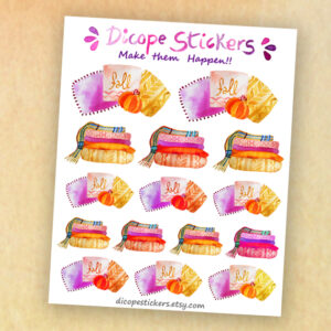Fall Pillows and folded clothes watercolor Stickers