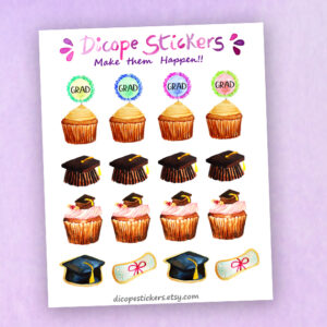 Graduation Cupcake Planner Stickers