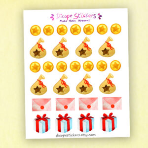 Money bells bag and gift Animal Crossing Inspired Stickers
