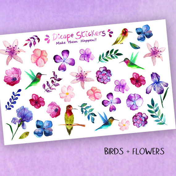 Purple Spring Watercolor Flowers stickers - Image 3