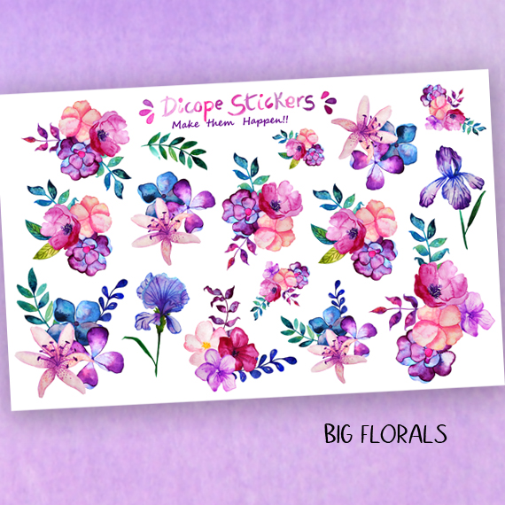 Purple Spring Watercolor Flowers stickers - Image 4