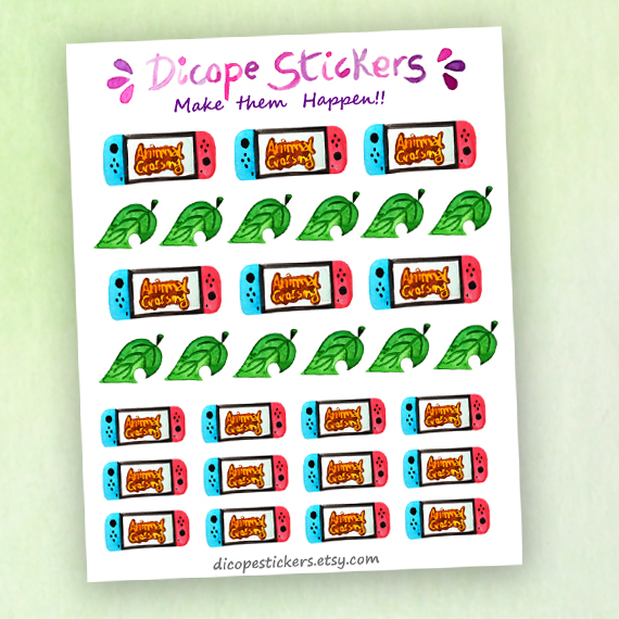 Watercolor Blue Red Nintendo planner stickers