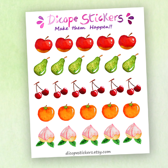 Watercolor Fruits planner stickers