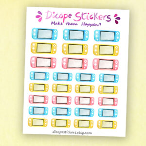 Watercolor Nintendo inspired planner stickers