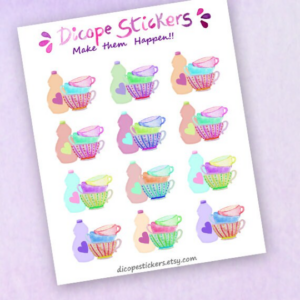 Watercolor Pastel Wash Dishes Stickers