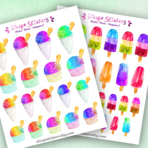 Watercolor Shaved Ice or Popsicle Stickers