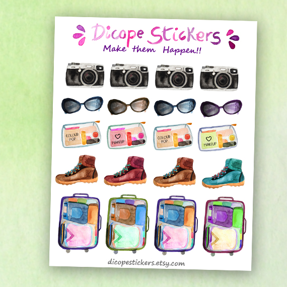 Watercolor Travel Stickers