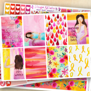 Watercolor period pain Planner Stickers kit of 5