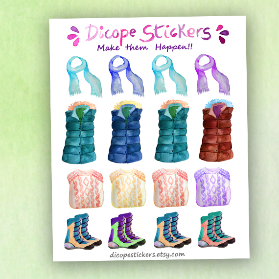 Watercolor Clothes Planner Stickers