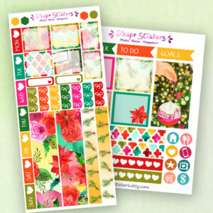 Christmas flowers Planner Stickers Hobo weeks