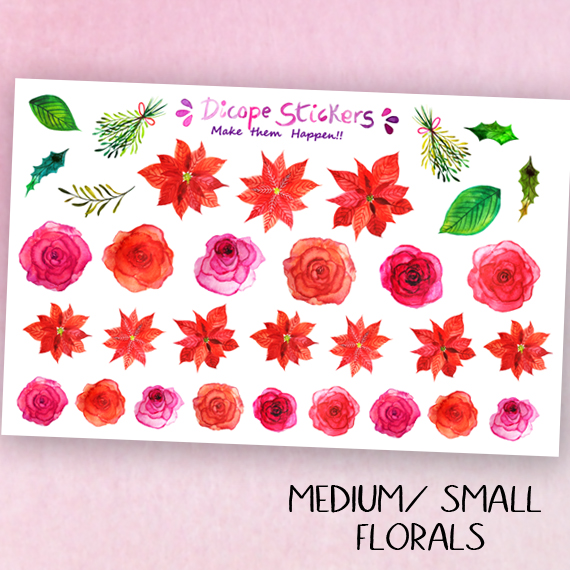 Watercolor Christmas Flowers stickers for planners and decor - Image 2