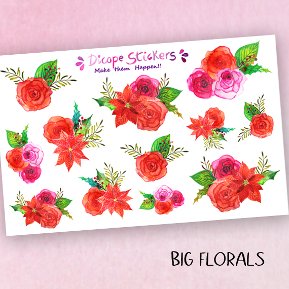 Watercolor Christmas Flowers stickers for planners and decor - Image 3