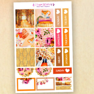 Foxy Flowers Fall Hobonichi Cousin planner sized stickers