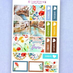 Winter Flowers Hobonichi Cousin planner sized stickers
