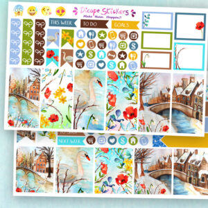 Winter Flowers Mini Happy Planner Stickers
