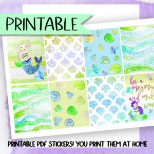 Mermaid Waves deco box kit Printable PDF Planner Stickers