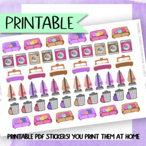 Printable Chores planner stickers Printable PDF Stickers