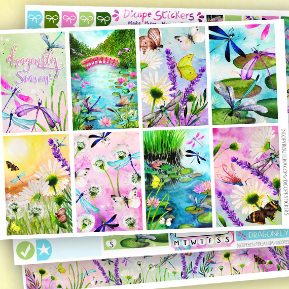 Dragonfly Season Planner Stickers kit of 5