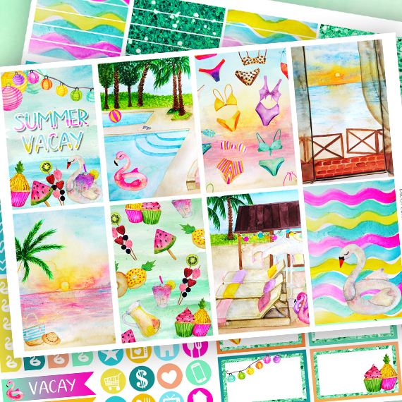 Summer Vacay Planner Stickers kit of 3