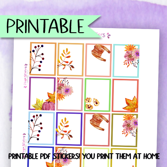 Lovely Fall lined deco boxes Stickers Printable PDF