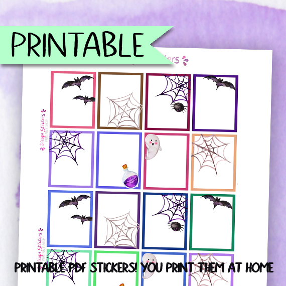 Halloween lined deco boxes Stickers Printable PDF