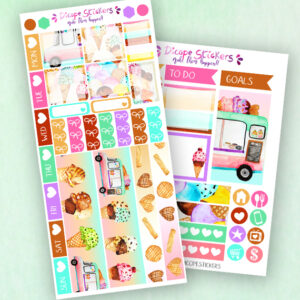 Ice Cream Paradise Hobo weeks Planner Stickers