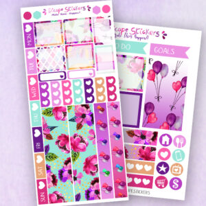 Purple Birthday Hobo weeks Planner Stickers