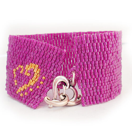 Amethyst Glass Beads Bracelet - Purple Wide Cuff Bracelet