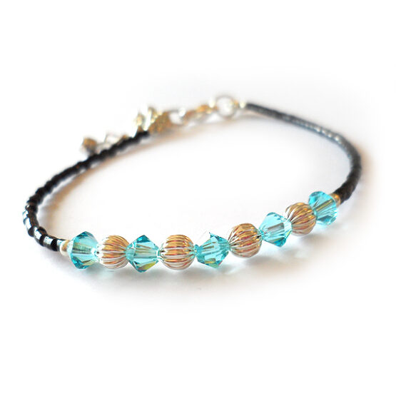 Blue Swarovski crystals Bracelet with silver Beads